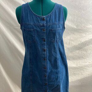 Vintage Bugle Boy denim sleeveless A-Line  dress Size 6 _ drs006